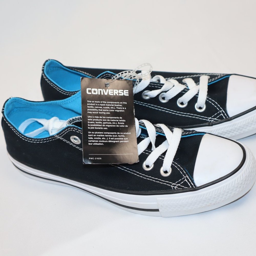 Converse Black and Blue Double Tongue Low Top Sneakers Women's Size 7-NWT - Picture 2 of 7